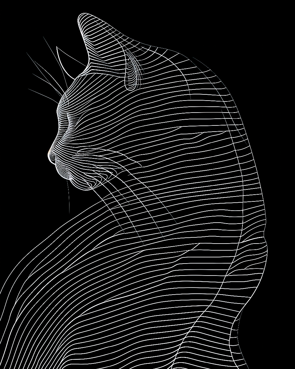 Abstract Line Art Cat Silhouette