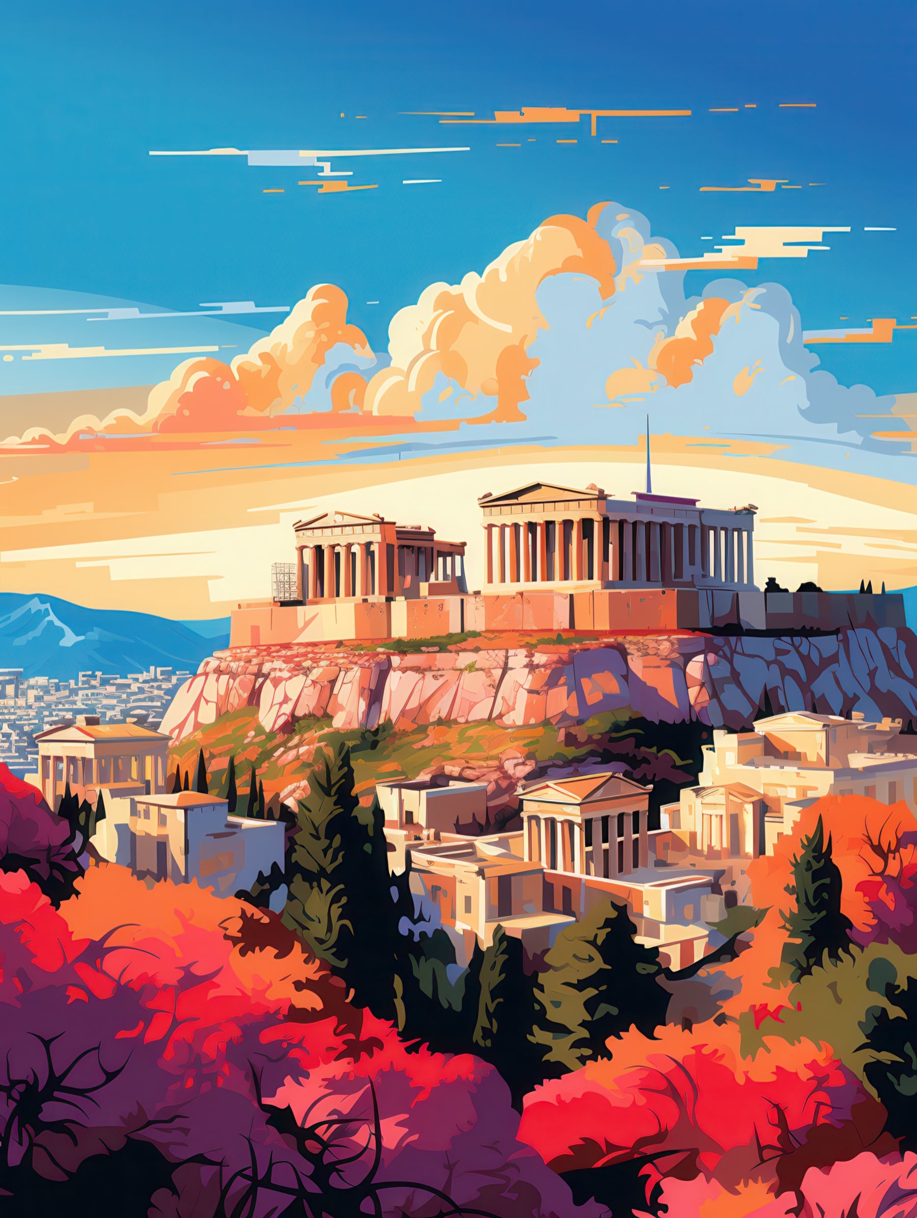 Ancient Acropolis at Sunset