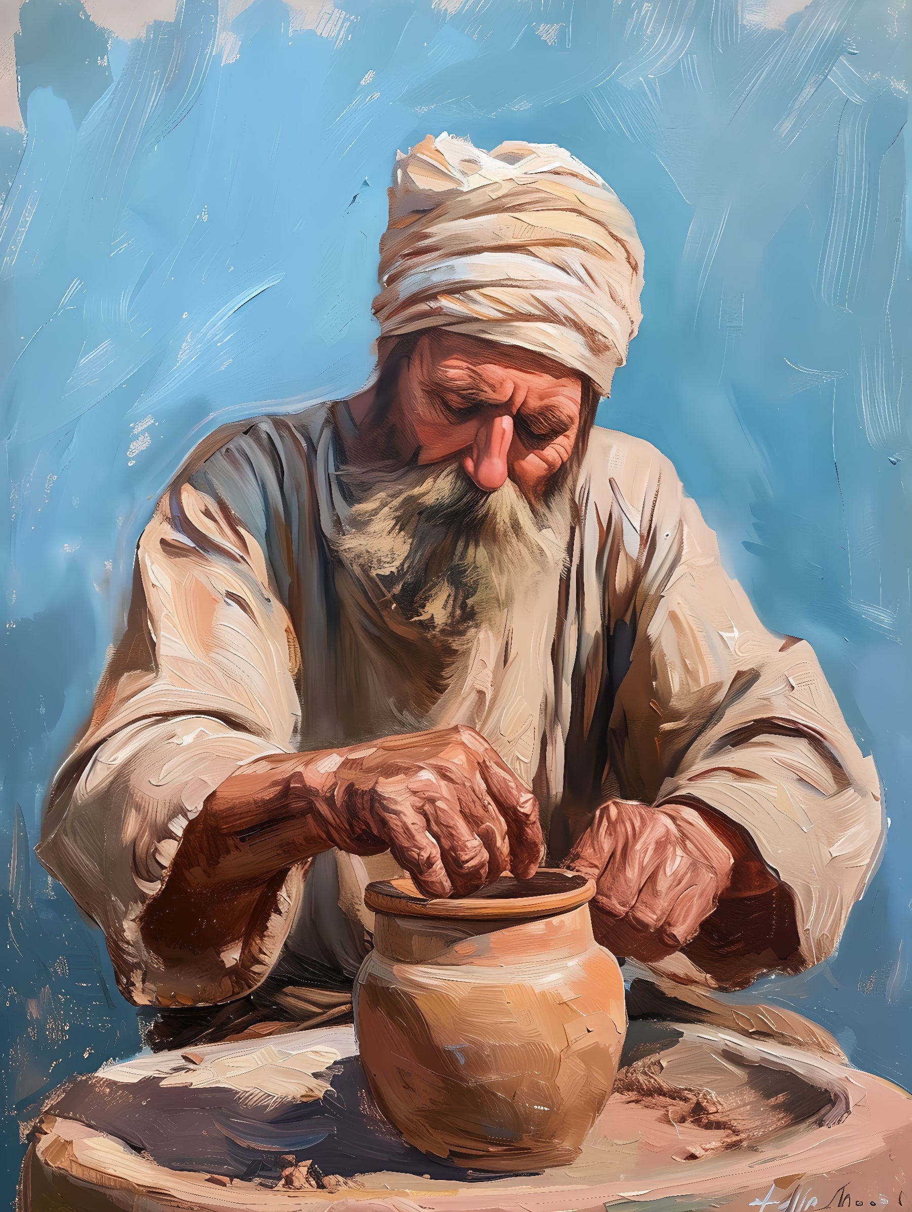Artisan Shaping Clay Pot