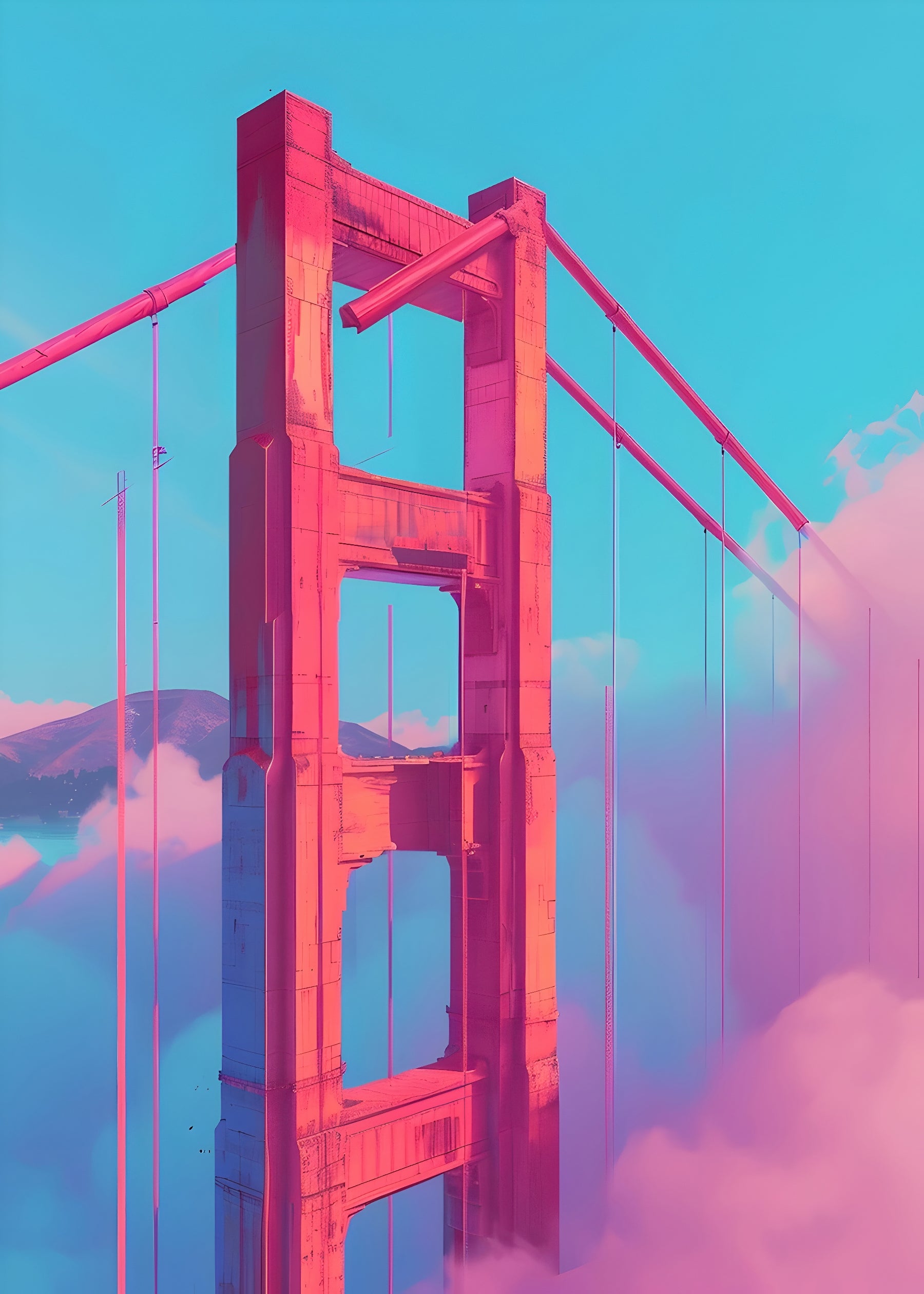 Pink Bridge in Clouds