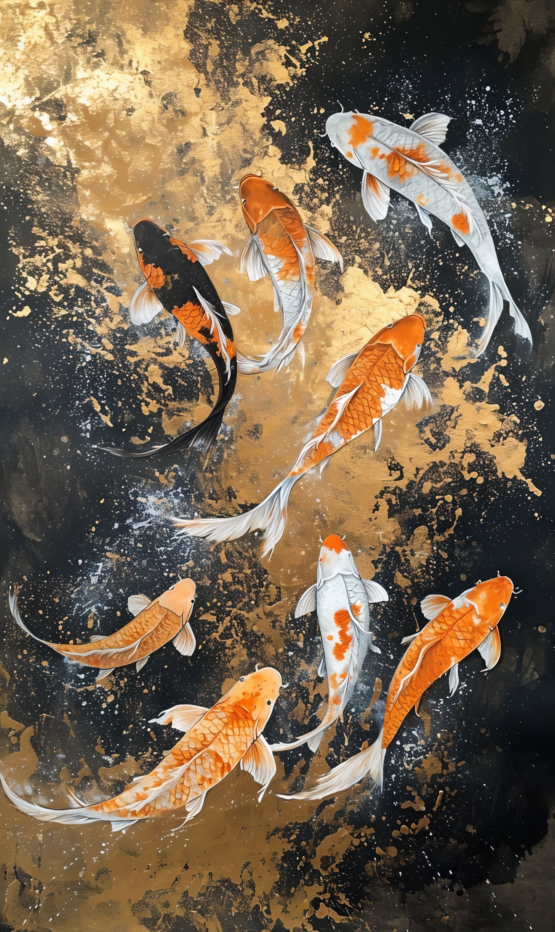 Koi Fish with Gold Accents