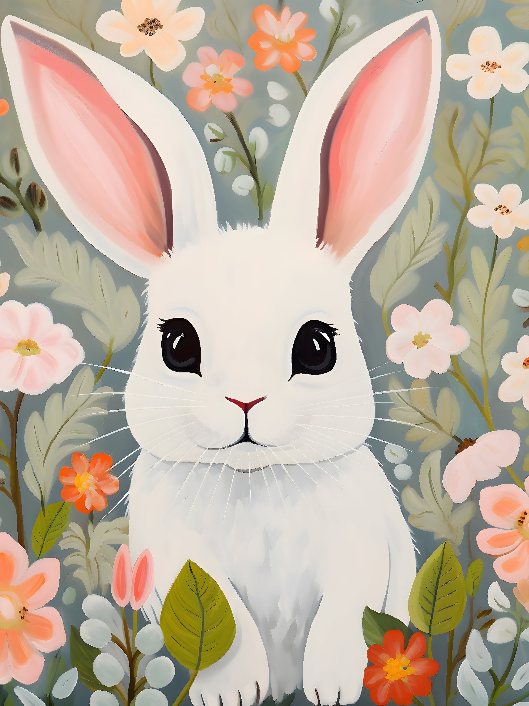 Bunny in Floral Garden