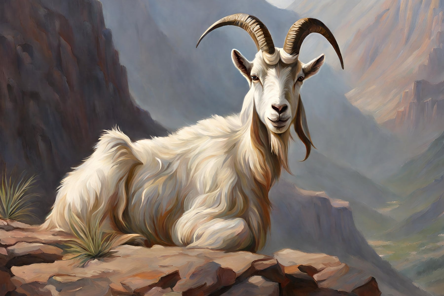 Goat on Mountain Cliff