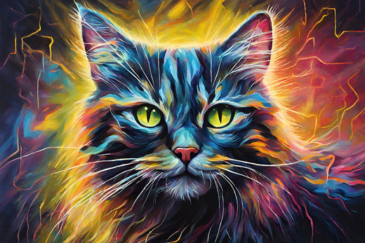 Vibrant Neon Cat Portrait