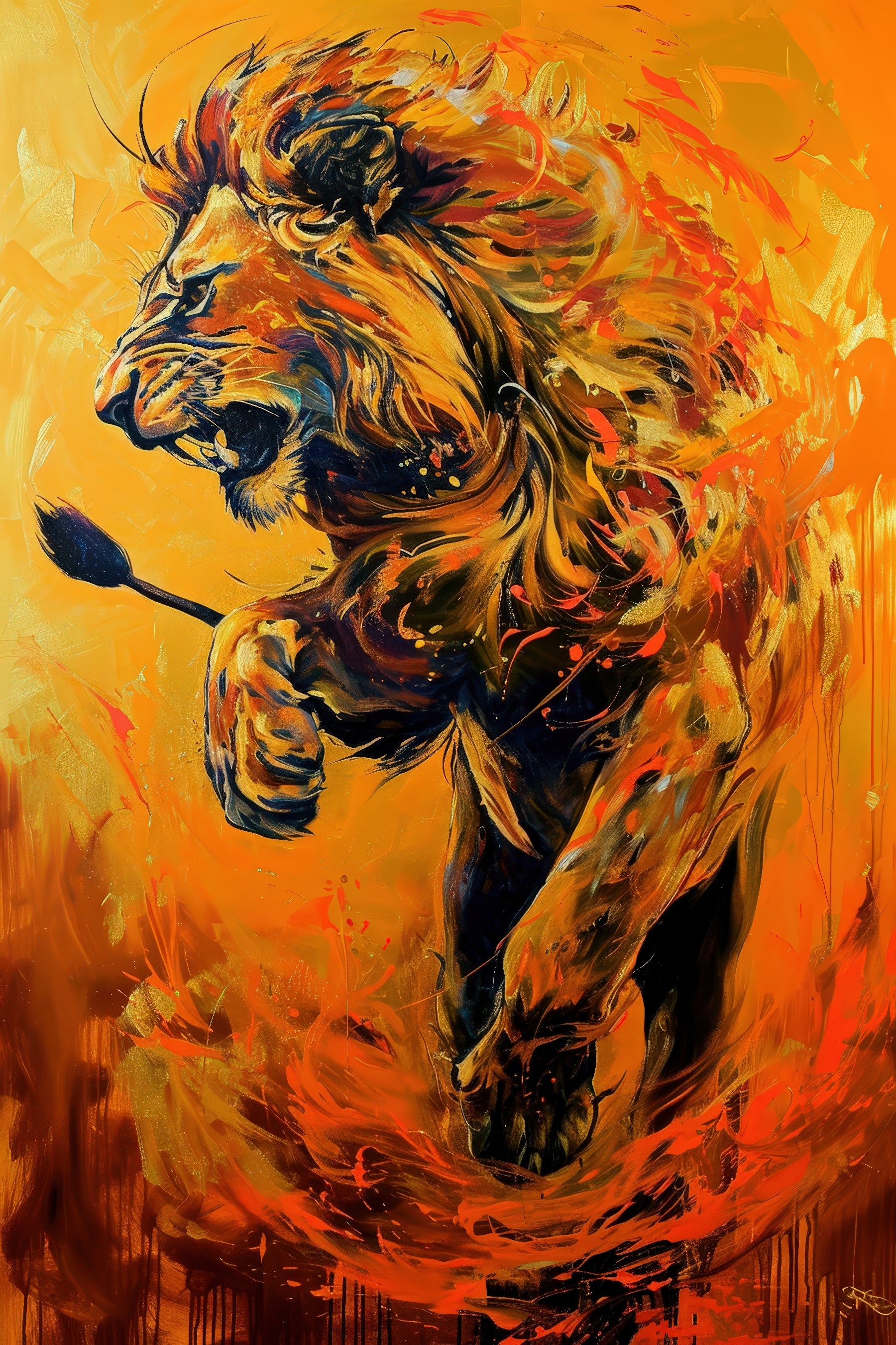 Fierce Lion in Motion