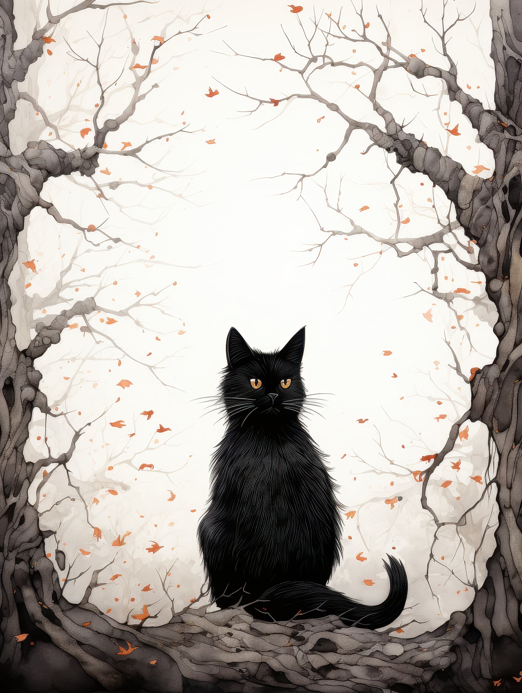 Elegant Cat in Autumn Frame