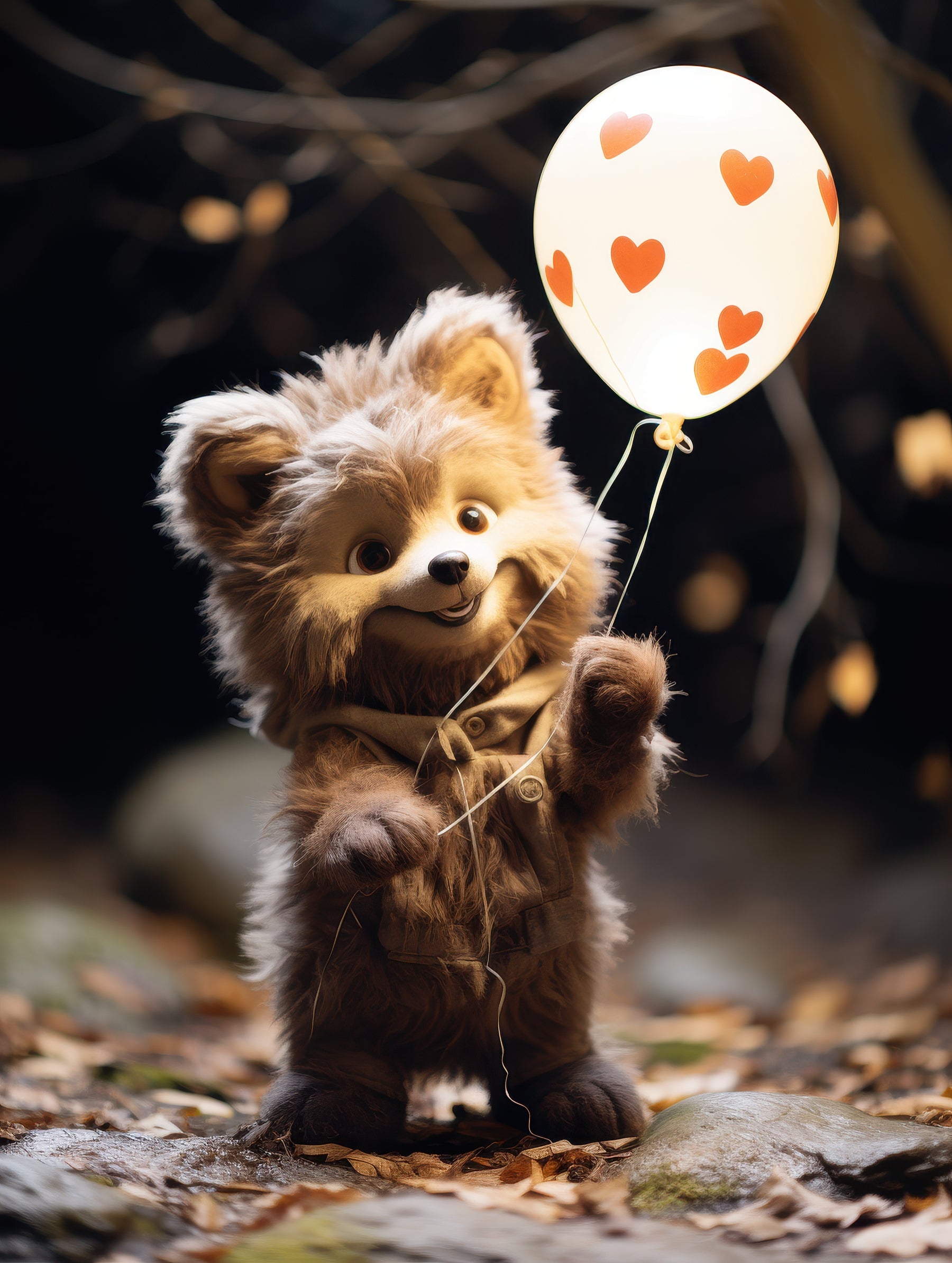 Puppy with Heart Balloon