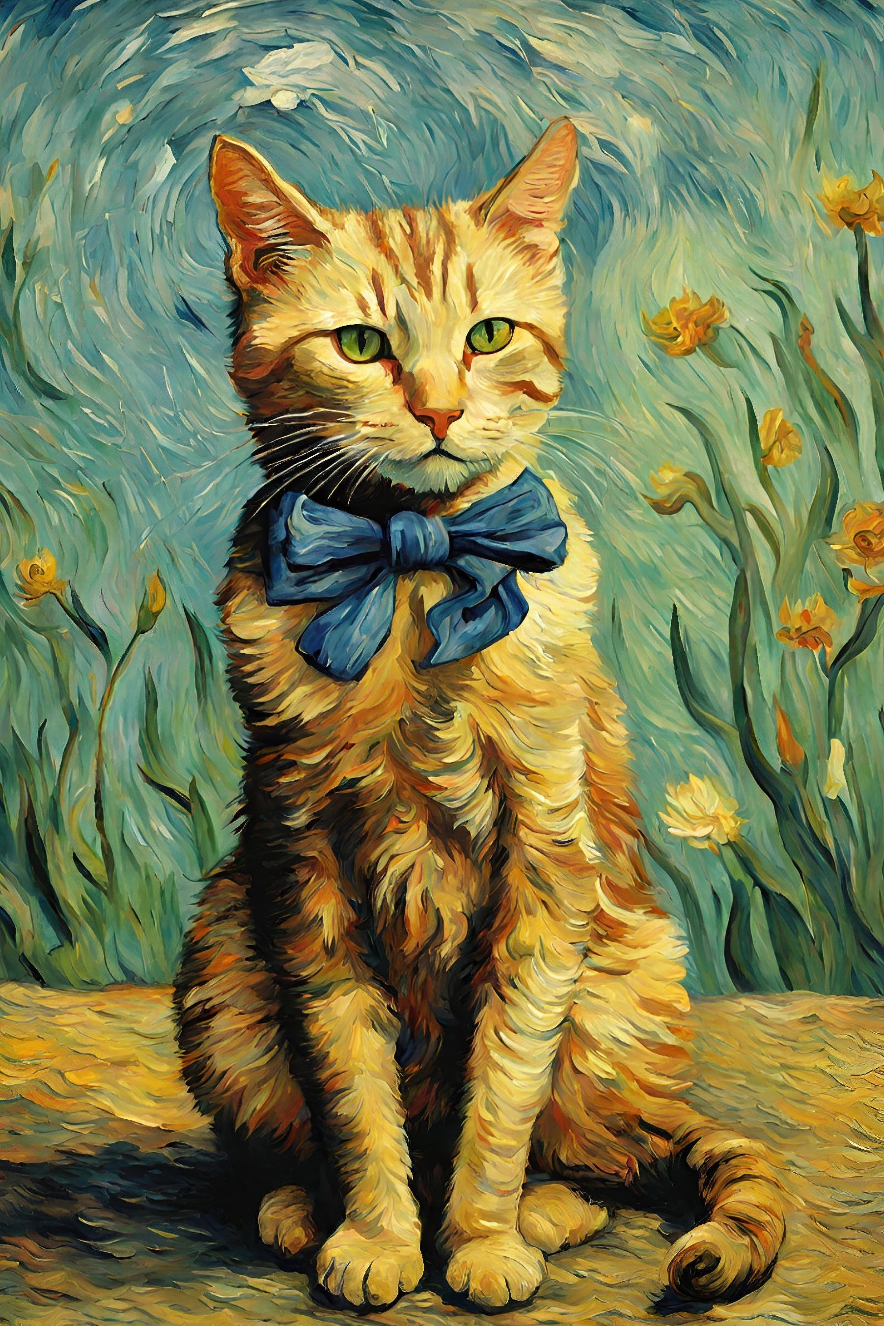 Cat with Blue Bow