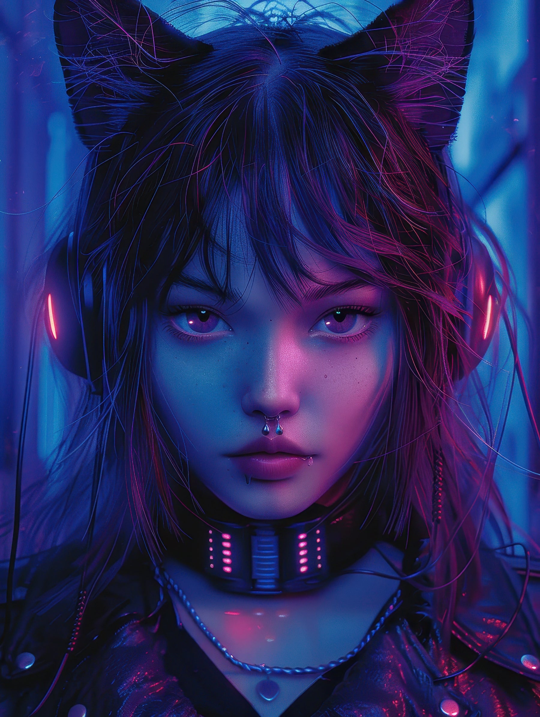 Neon Cyber Cat Aesthetic