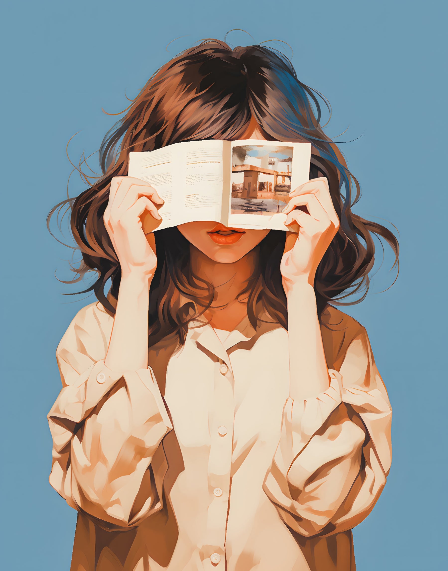 Girl Reading Postcard