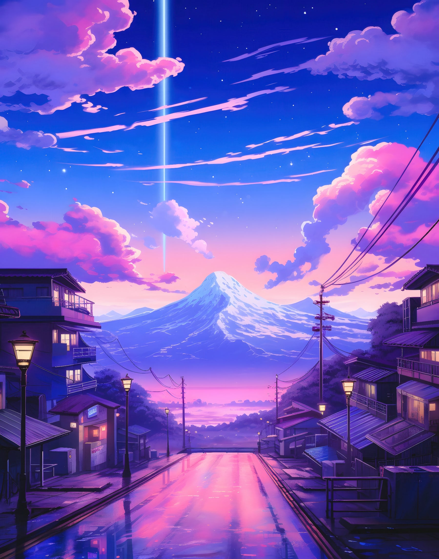 Radiant Skyline with Mountain