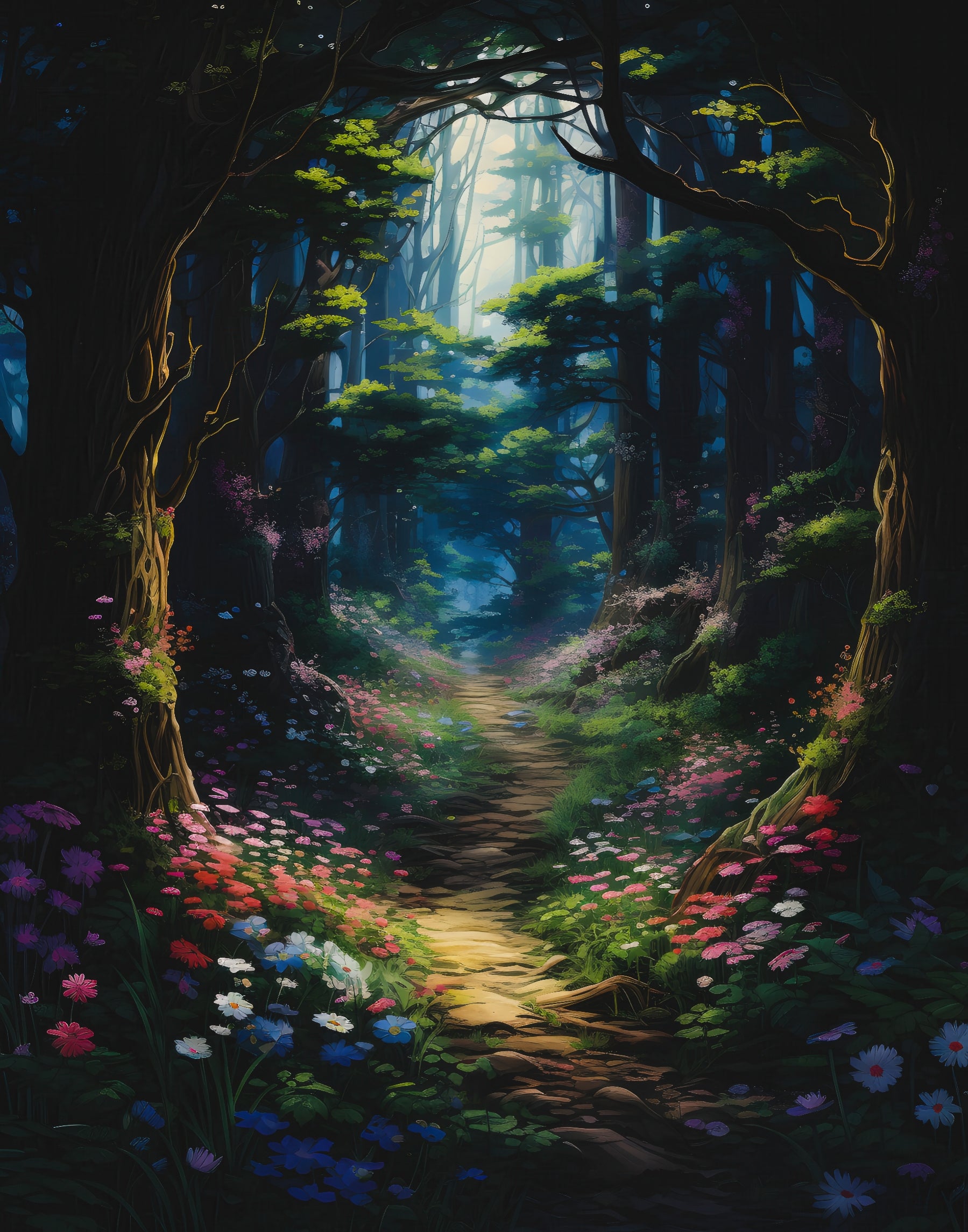 Flowered Forest Pathway