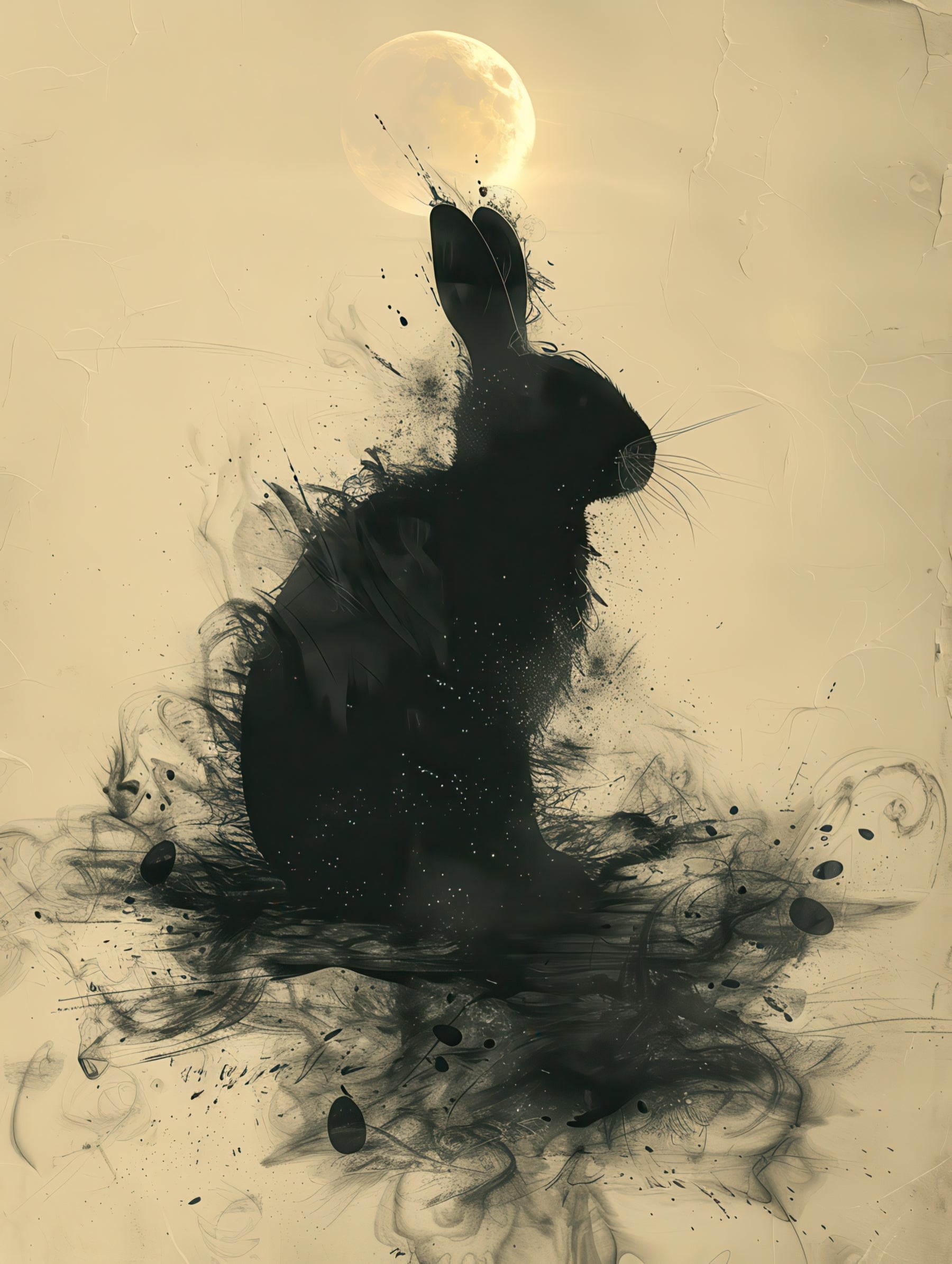 Moonlit Rabbit Silhouette