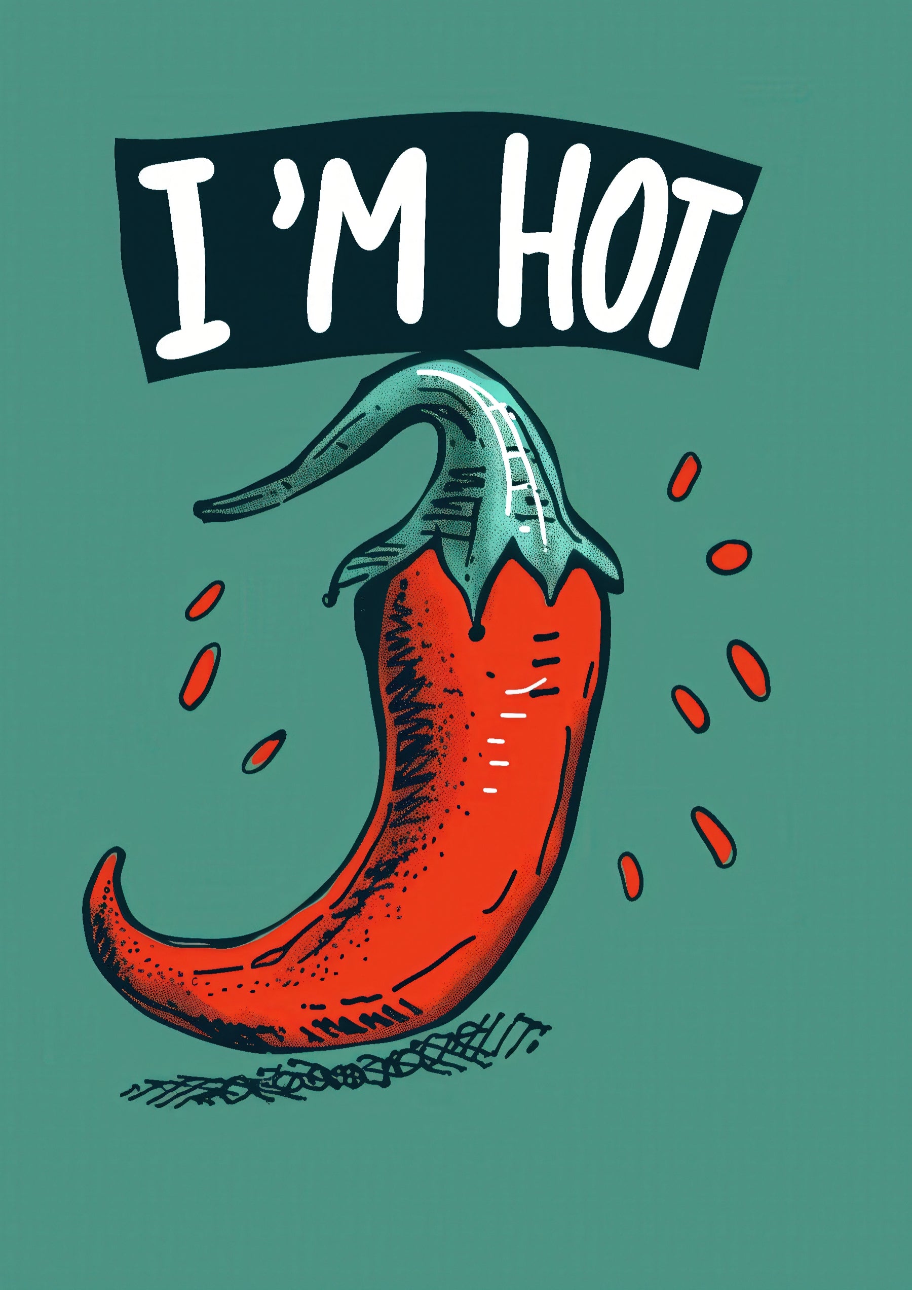 Red Chili Pepper with I'm Hot Text
