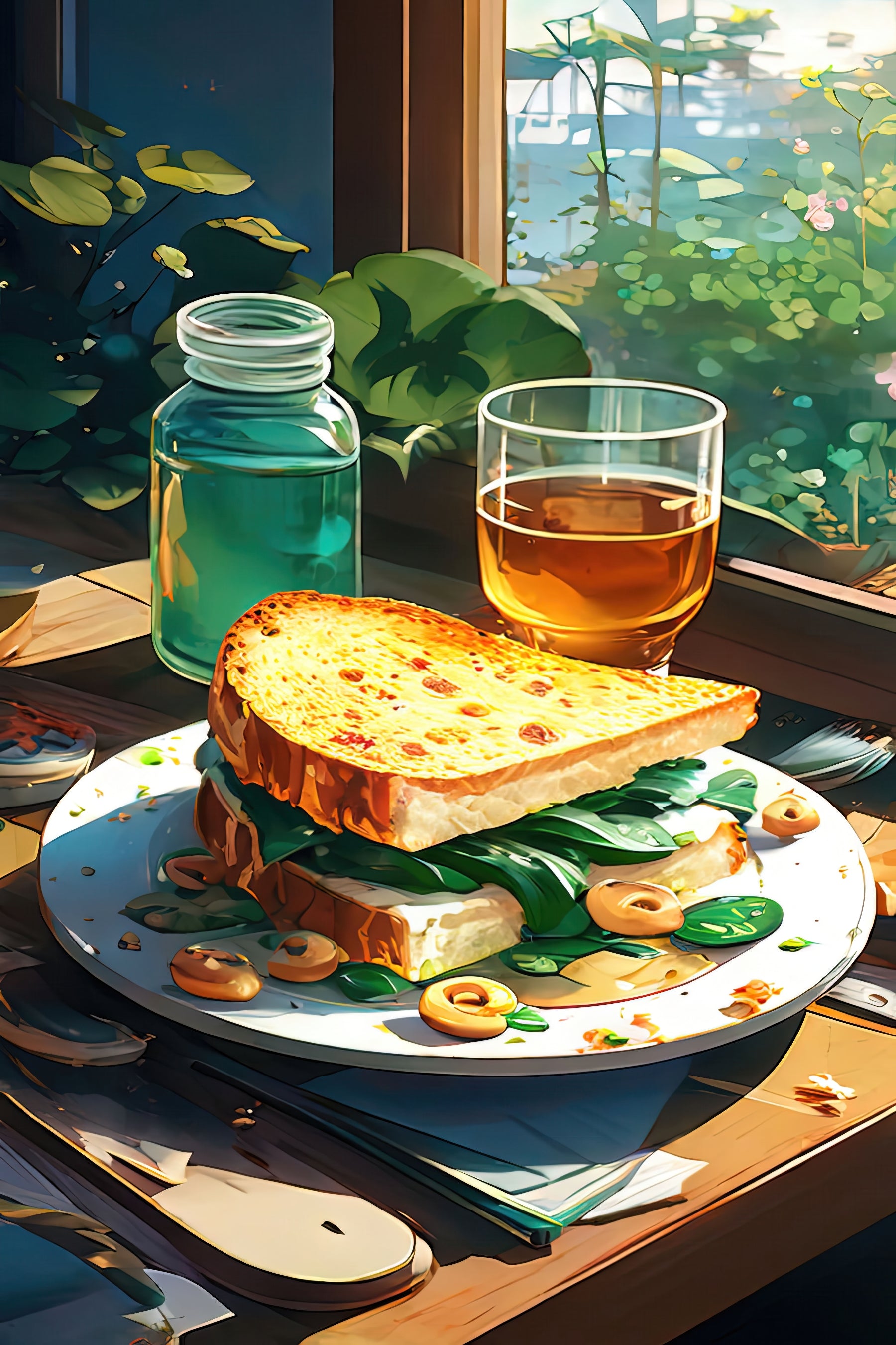 Sandwich with leafy greens