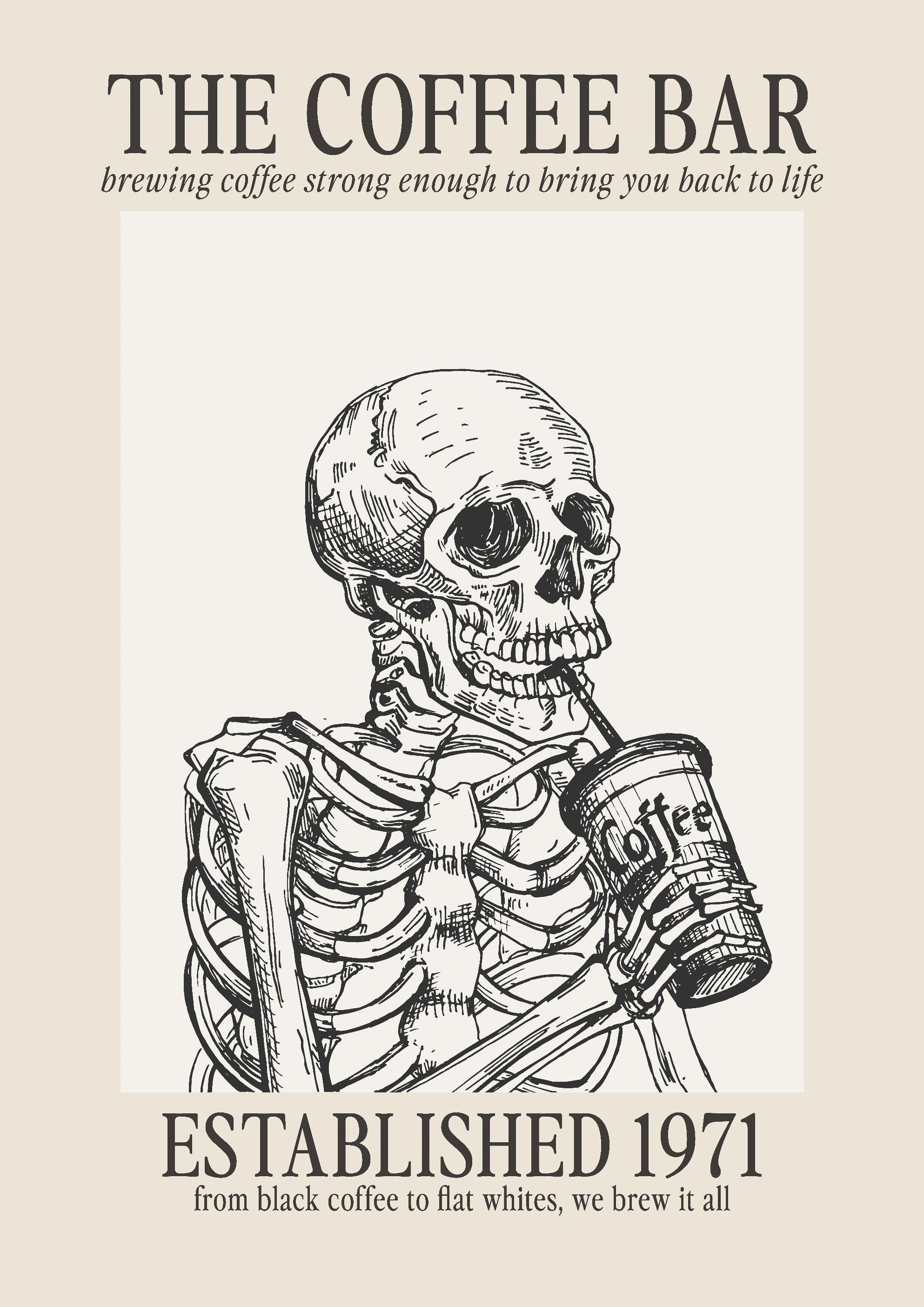 Coffee bar skeleton art