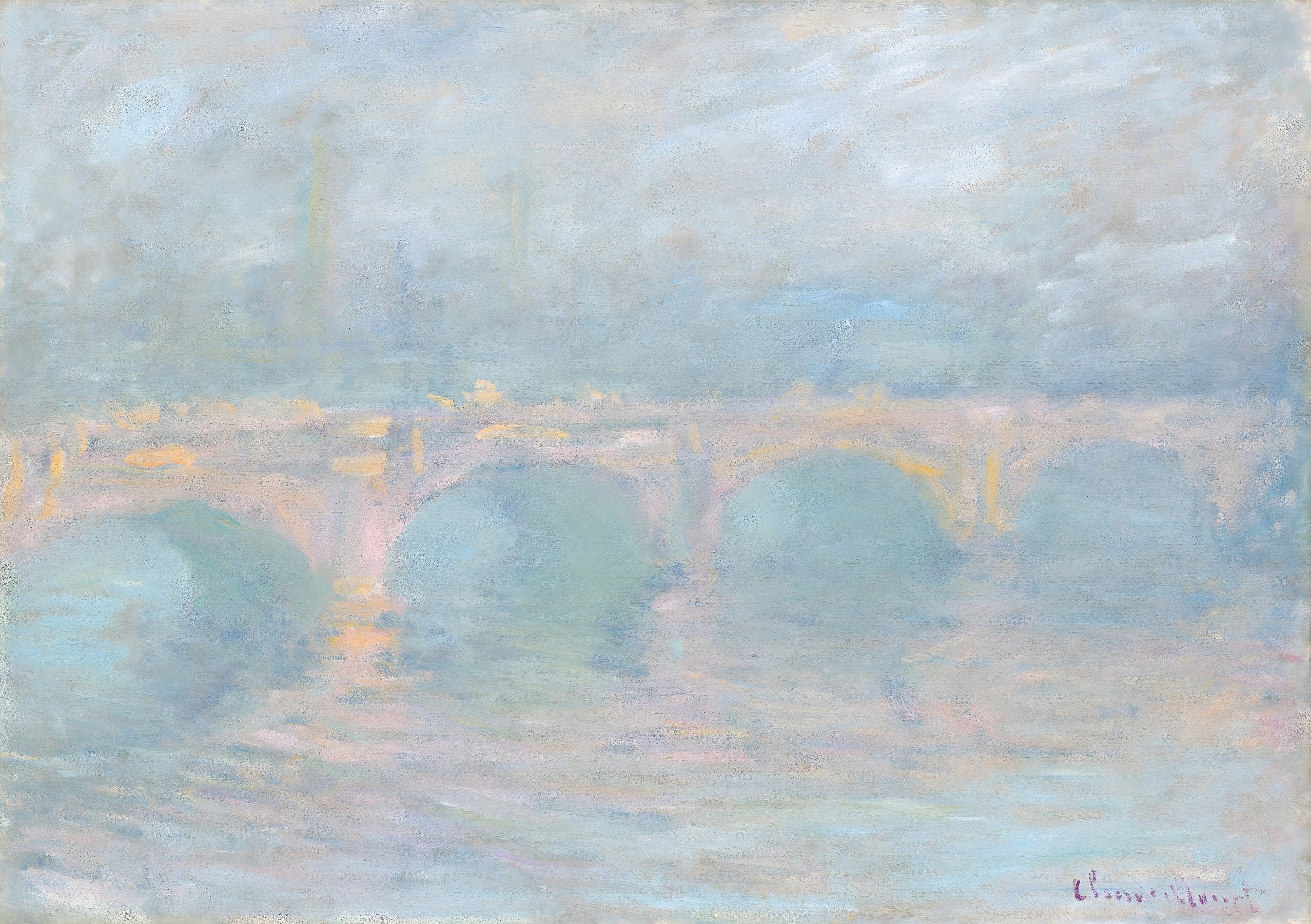 Foggy Bridge Morning Scene