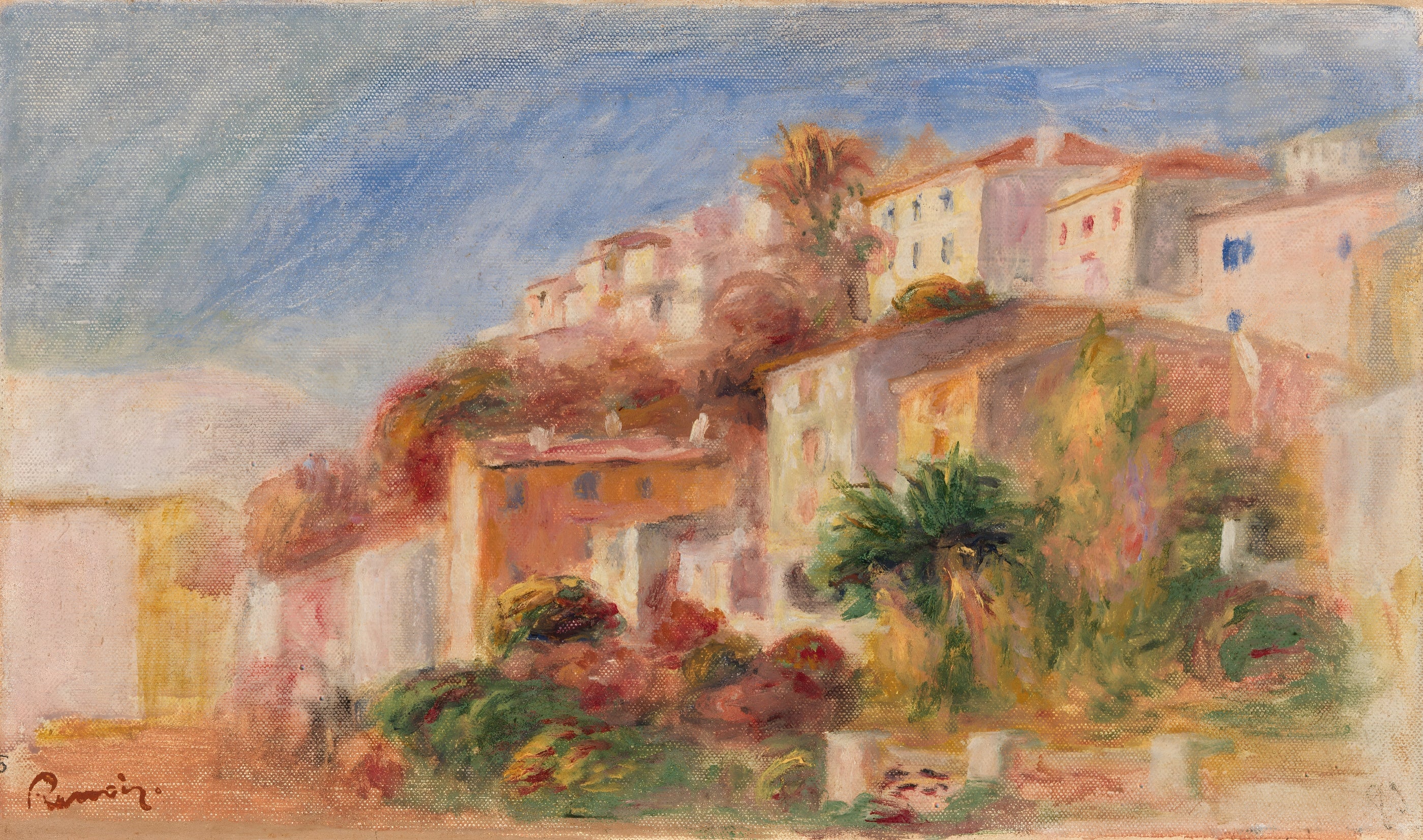Hillside Village with Vibrant Colors
