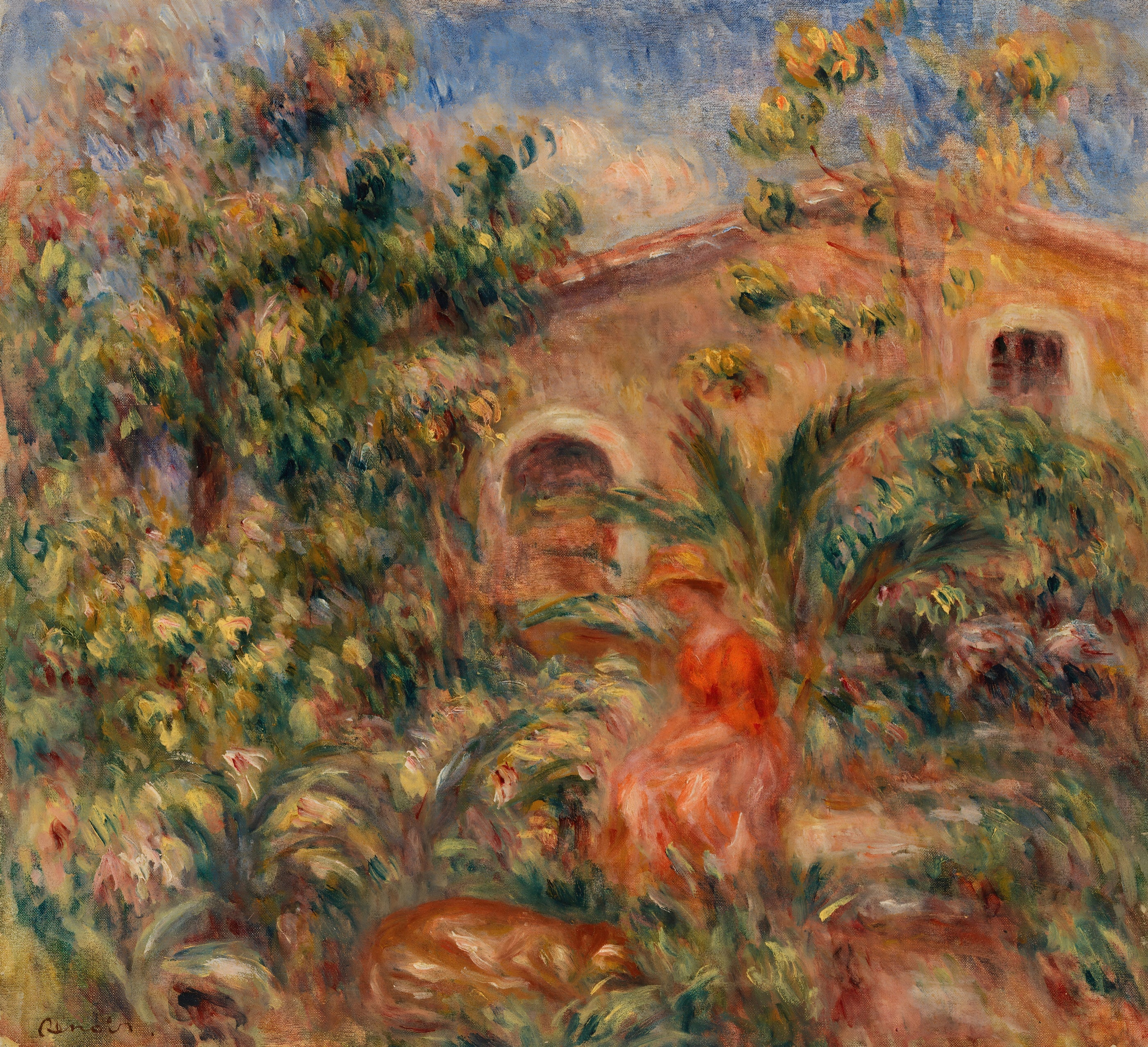 Garden with Woman in Red