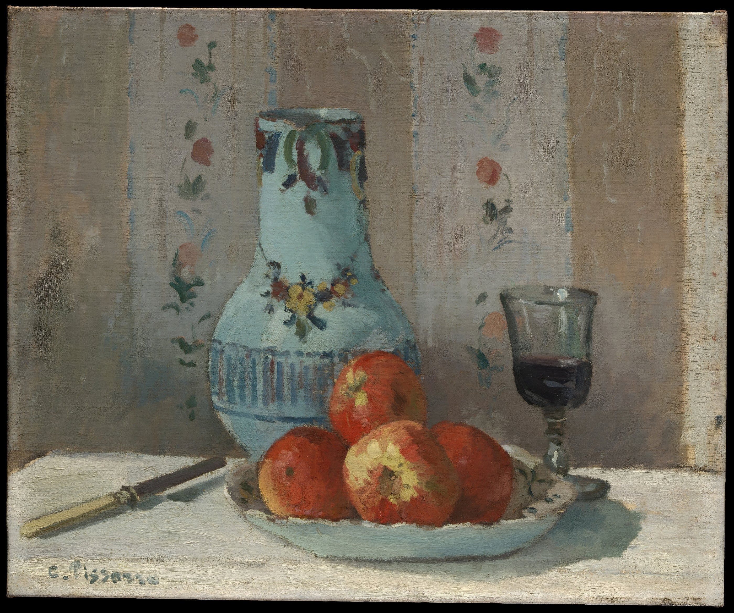 Apples with Vase and Wine Glass