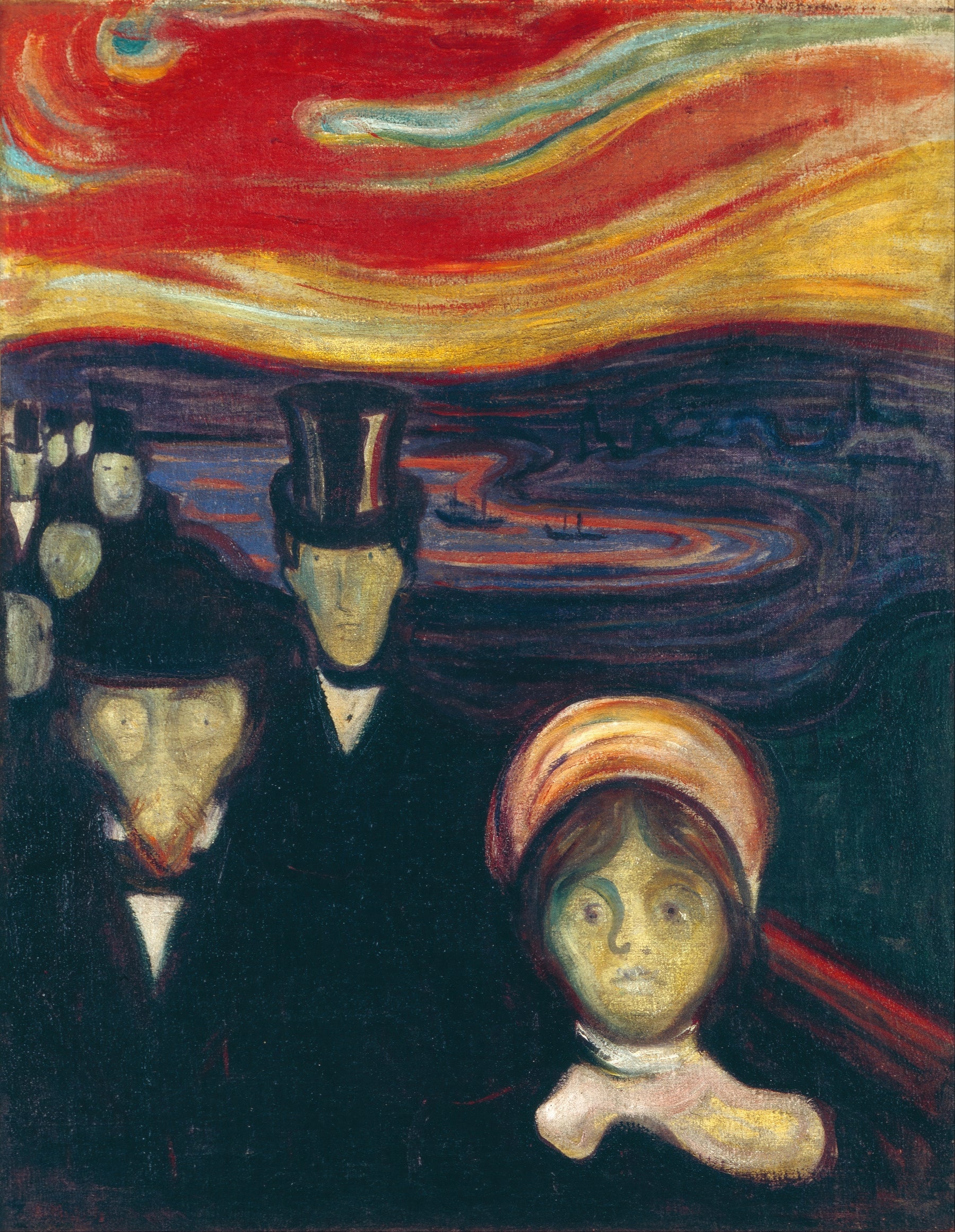 Figures Under Dramatic Sky