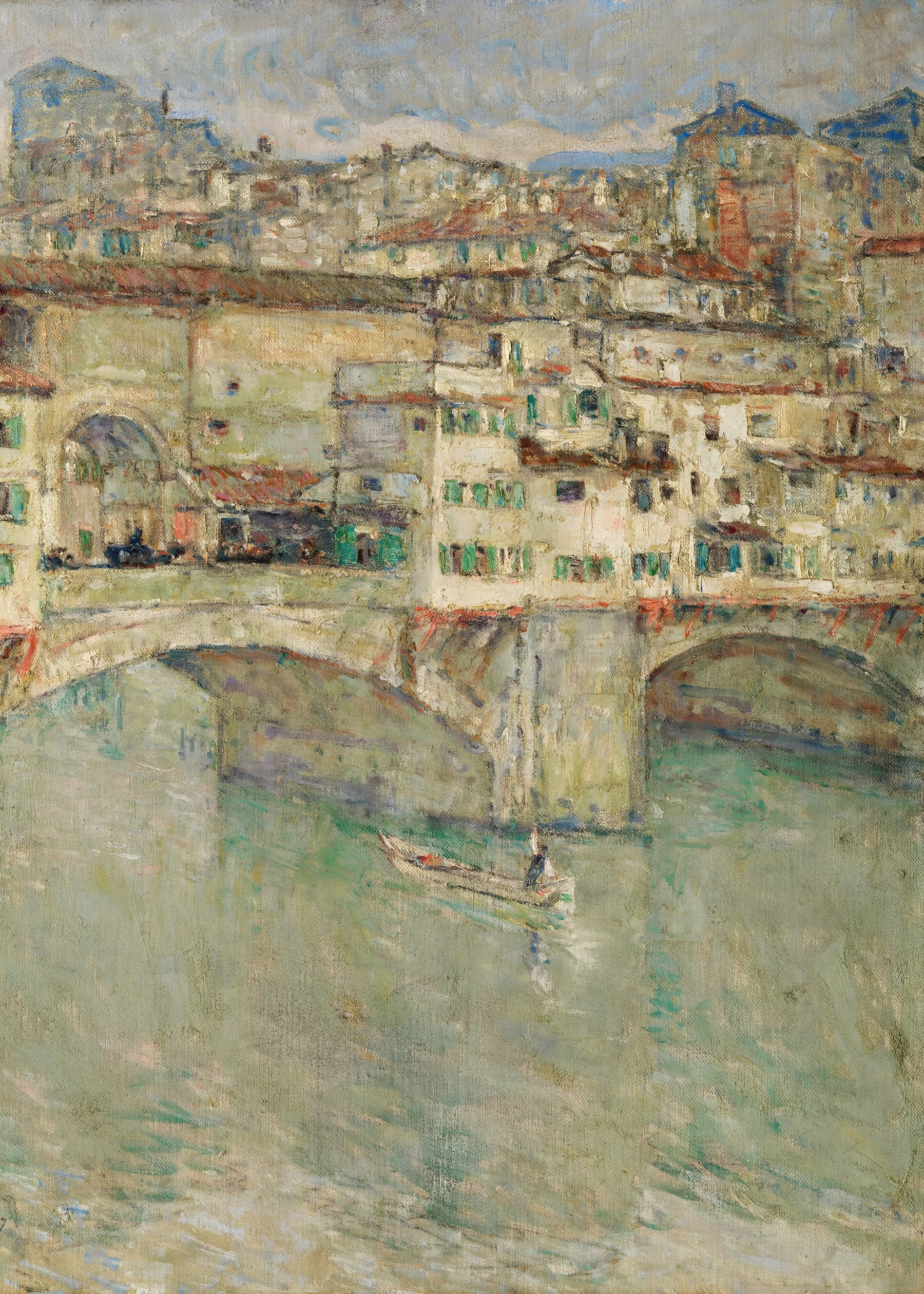 Riverside Village Scene