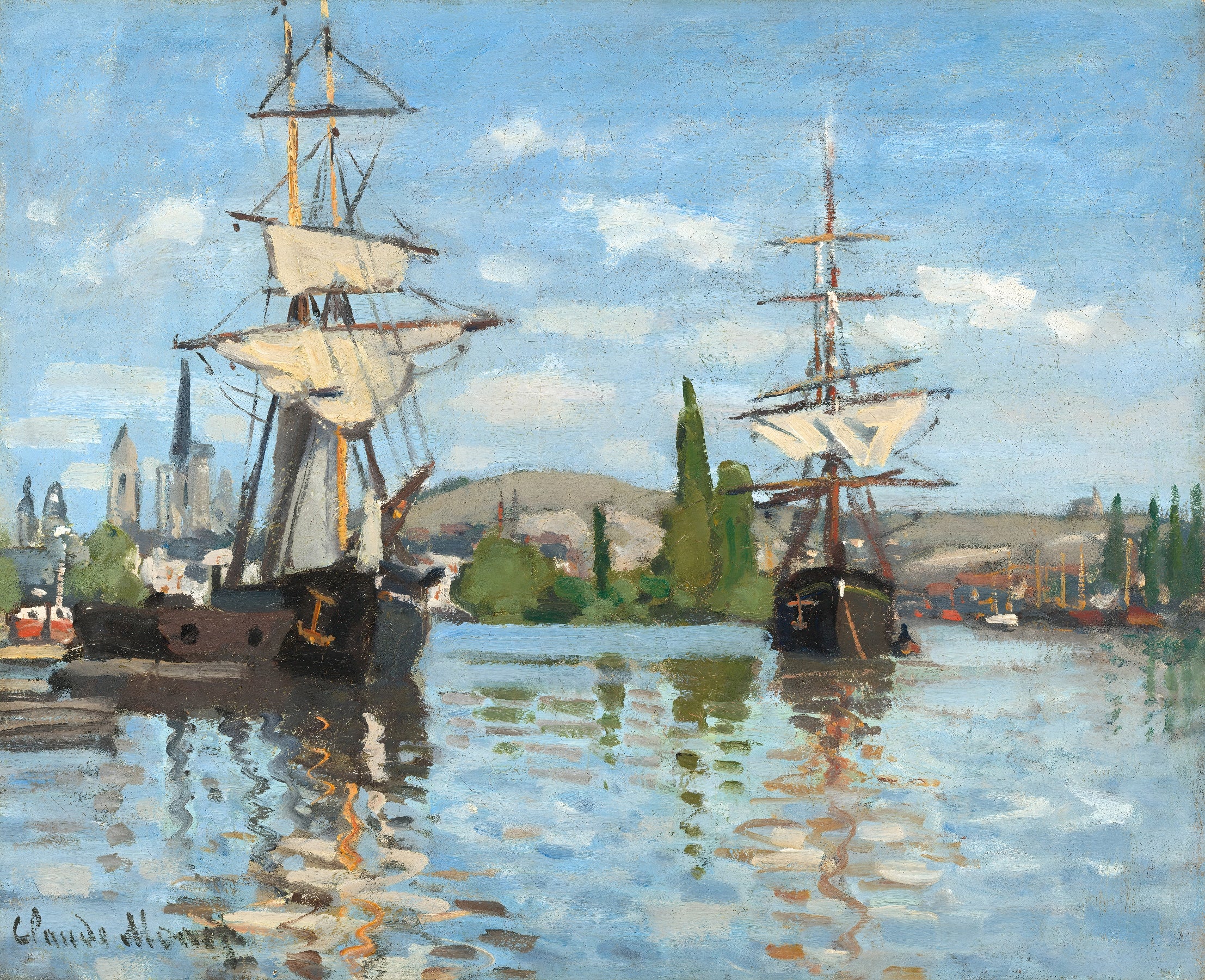 Sailing Ships by the Harbor