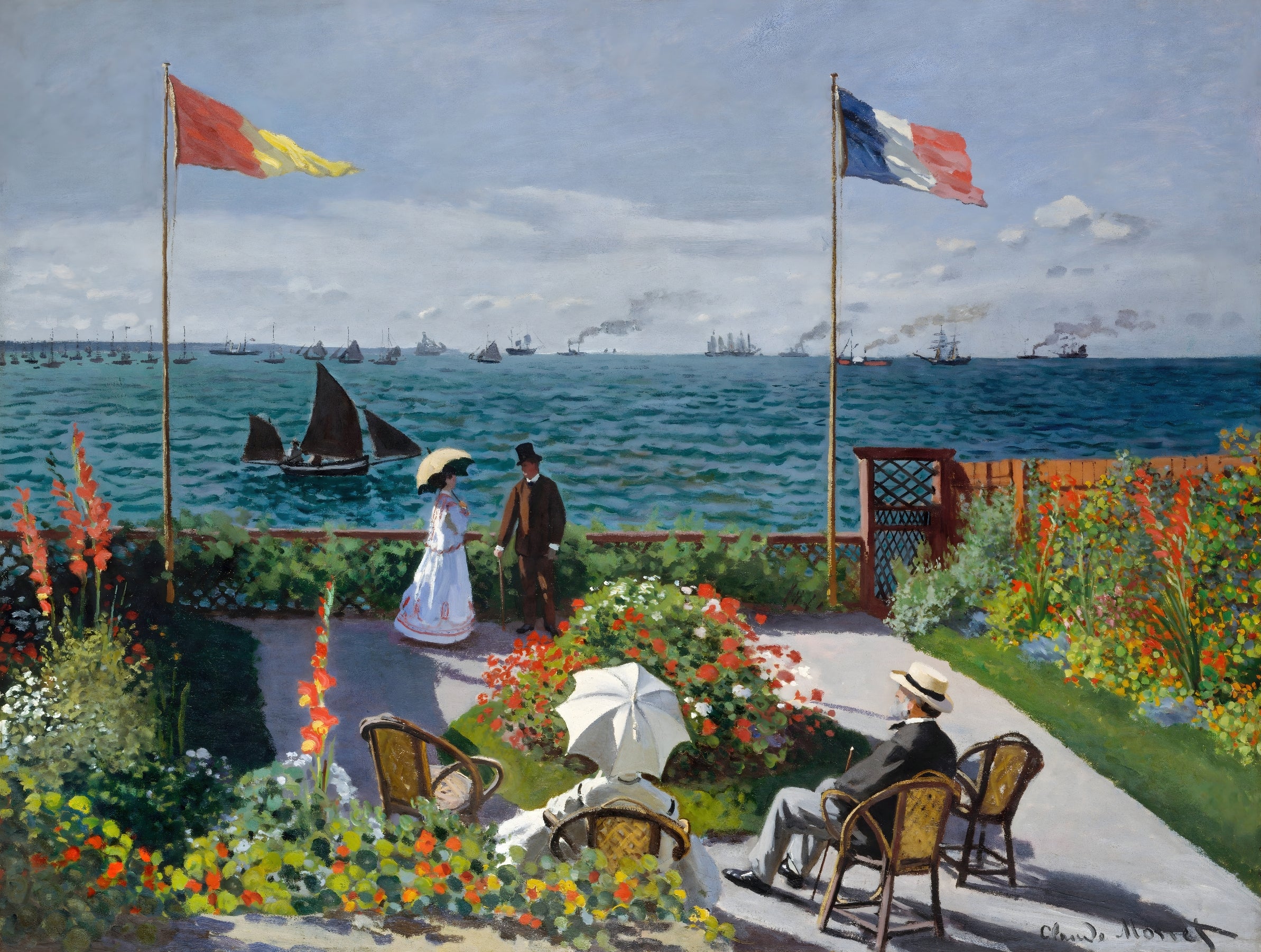 Garden by the Sea with Flags