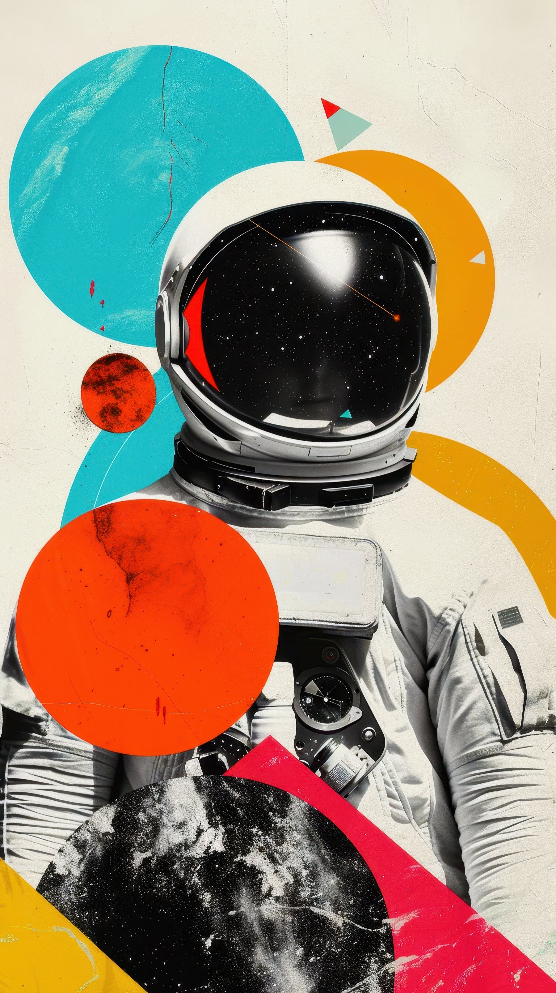 Astronaut and Abstract Spheres