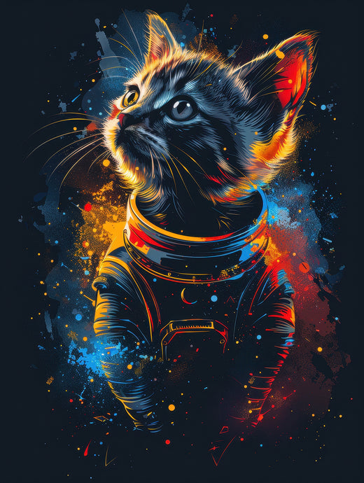 Vibrant Cat in Galactic Colors