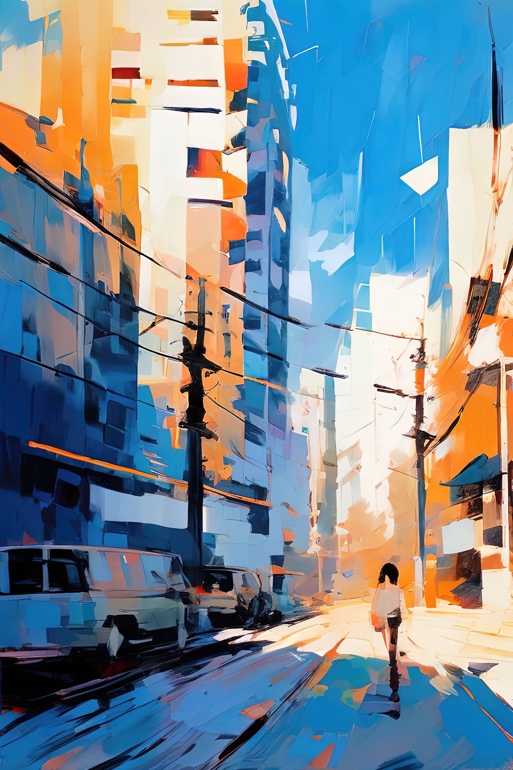 Cityscape in Blue and Orange