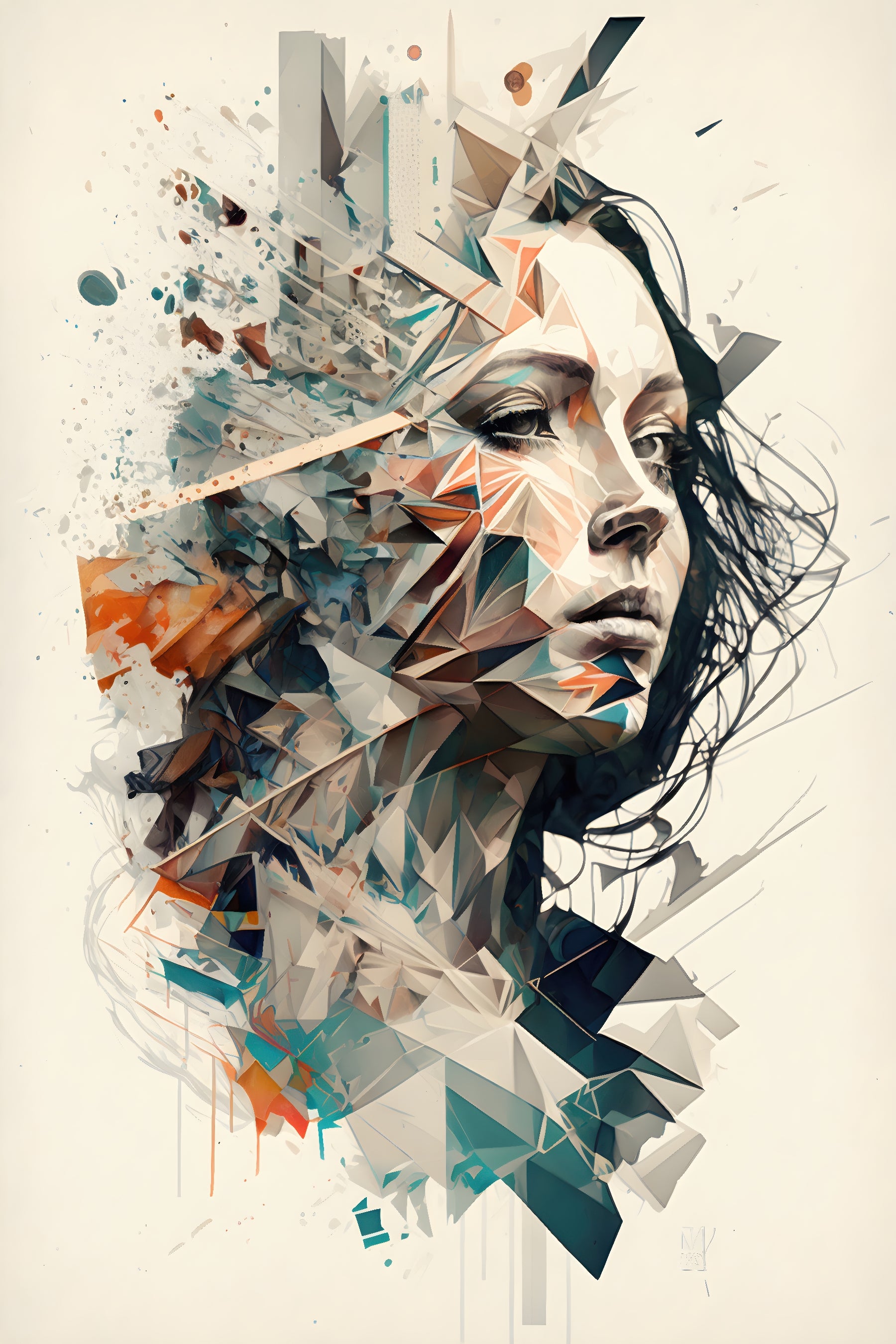 Fractured Portrait with Geometric Layers